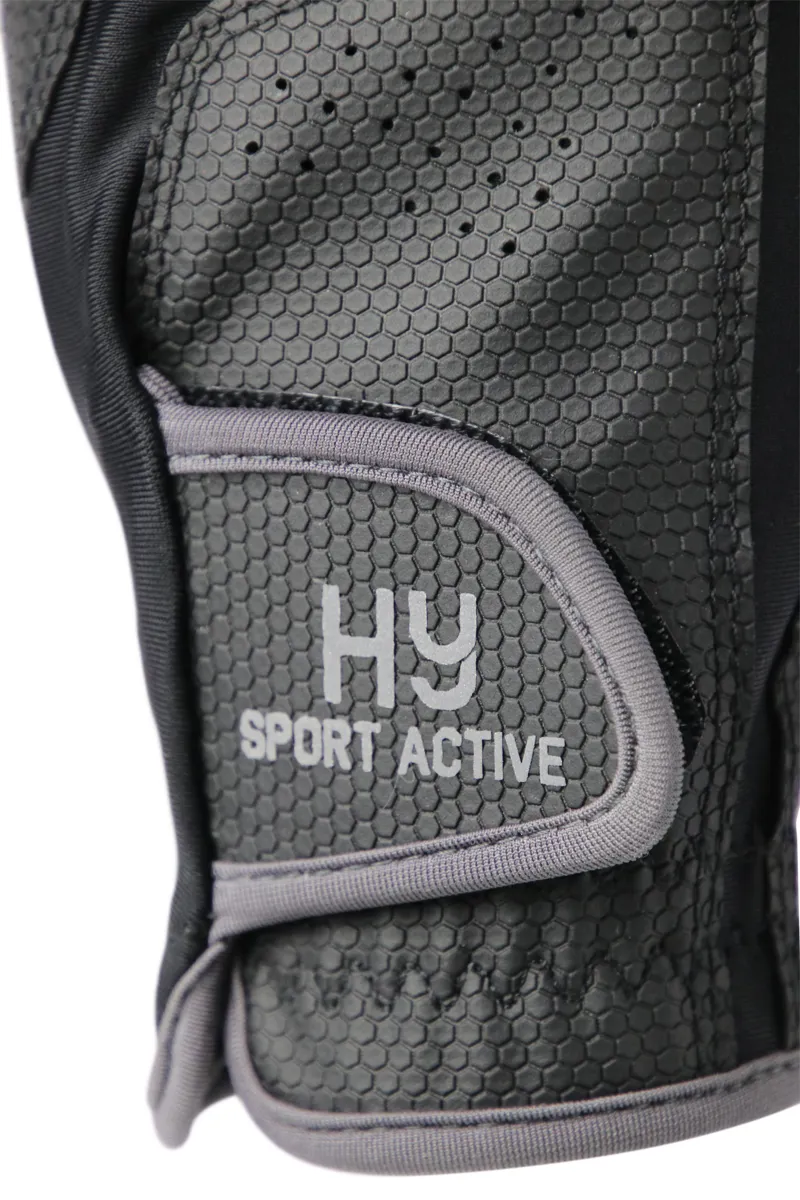 Hy Sport Active Riding Gloves - Black/Pencil Point Grey-2